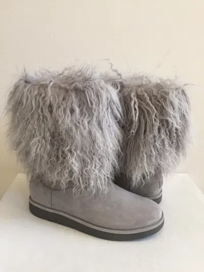 Pre-owned Ugg Lida Classic Mongolian Sheepskin Cuff Seal Grey Boot Us 8 / Eu 39 / Uk 6.5 In Seal Gray