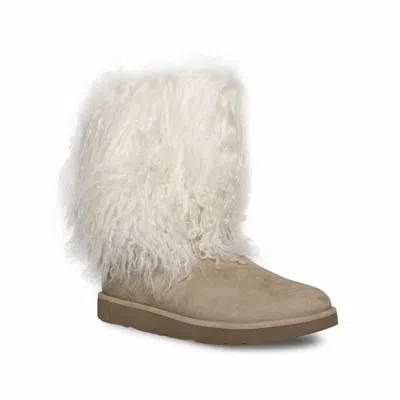 Pre-owned Ugg Lida Mongolian Fur Cuff Real Suede Classic Popular Bloggers Women Boots In Natural