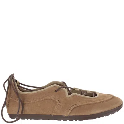 Ugg Light Brown Quill Scalloped Edge Suede Sneakers