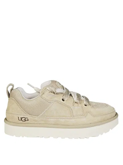Ugg Low-top Lace-up Sneakers With Textured Panels In Neutral