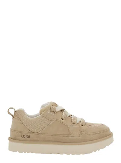 Ugg 'lo Lowmel' Beige Sneakers With Mesh Inserts And Logo On The Side In Suede Man