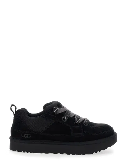 Ugg Lo Lowmel Suede Lace Up Trainers In Black