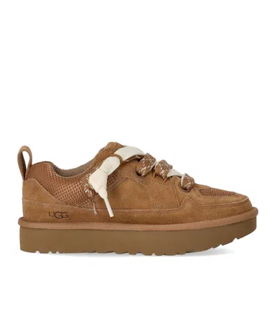 Ugg Suede And Mesh Sneakers With Trekking Laces In Brown