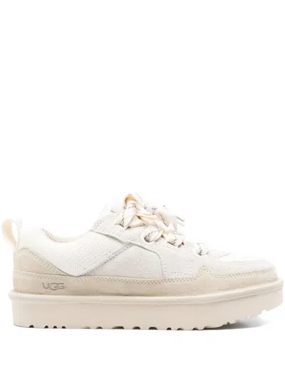 Ugg Recycled Canvas Mesh Sneakers With Oversized Tongue In White
