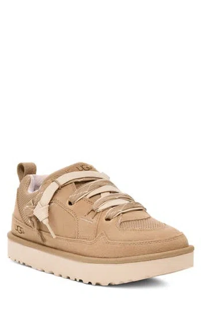 Ugg Sneakers Lo Lowmel With Mesh Inserts And Logo On The Side In Beige Suede For Men In Brown