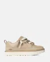Ugg Lo Lowmel Suede Lace Up Trainers Mustard Seed In Neutral