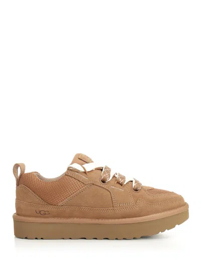 Ugg Suede And Mesh Sneakers With Trekking Laces In Brown