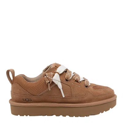 Ugg Suede And Mesh Sneakers With Trekking Laces In Brown