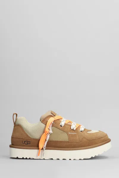Ugg Lo Lowmel Sneakers In Leather Color Suede And Fabric In Brown