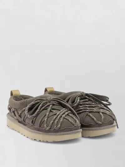 Ugg Loafers Slippers Round Toe Braided Lace Rubber In Multi