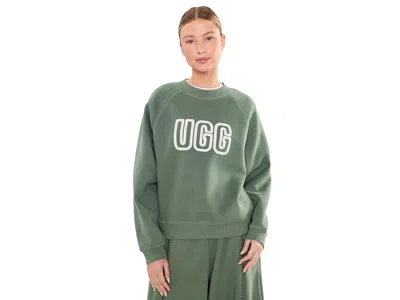 UGG LOGO CREW NECK WOMEN'S SWEATSHIRT GREEN STONE: MD, COTTON/POLYESTER