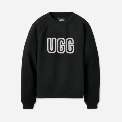 UGG ® LOGO CREWNECK COTTON BLEND TOPS IN BLACK