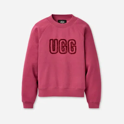 Ugg ® Logo Crewneck Cotton Blend Tops In Strawberry In Pink
