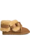 Ugg Logo-detail Shearling Boots In Brown