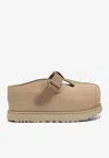 Ugg Smooth Beige Flats With Rounded Toe Design In Brown