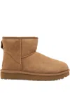 Ugg Classic Mini Beige Ankle Boots With Logo Patch On The Rear In Suede Woman In Brown