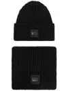 Ugg Logo-patch Ribbed Beanie In Black