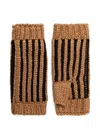 Ugg Logo-patch Striped Beanie Set In Brown