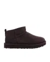 Ugg Classic Ultra Mini Womens Suede Ankle Bootie Slippers In Brown