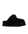 Ugg Disquette Mini Suede Slipper With Sheepskin Collar In Black