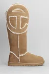 UGG UGG LOGO TALL BOOT LOW HEELS BOOTS IN LEATHER COLOR SUEDE