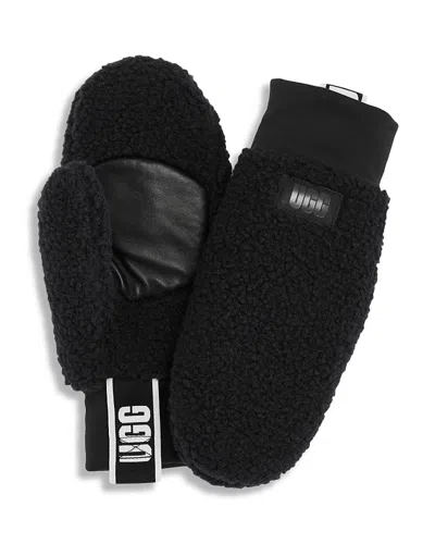 Ugg Logo Tape Mittens In Black