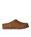 Ugg Matte Finish Smooth Rounded Toe Clogs In Brown