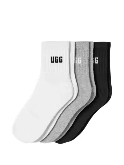 Ugg Logo-knit Ribbed Socks (set Of Three) In Multi