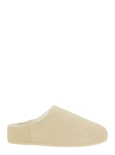 Ugg Logo-lettered Shearling-lined Slipper In Beige