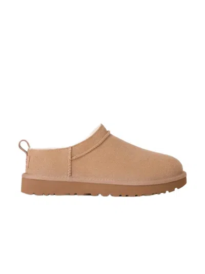 Ugg Low-profile Classic Micro Suede Flats In Brown
