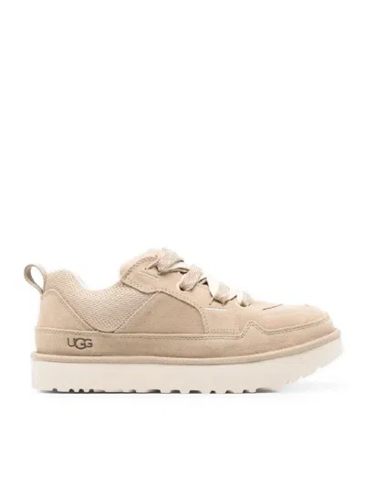 Ugg Low-top Leather And Textile Sneakers With Padded Collar In Neutral