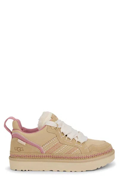 Ugg Lowmel Leather Sneaker For Women With Thick Sole In Brown