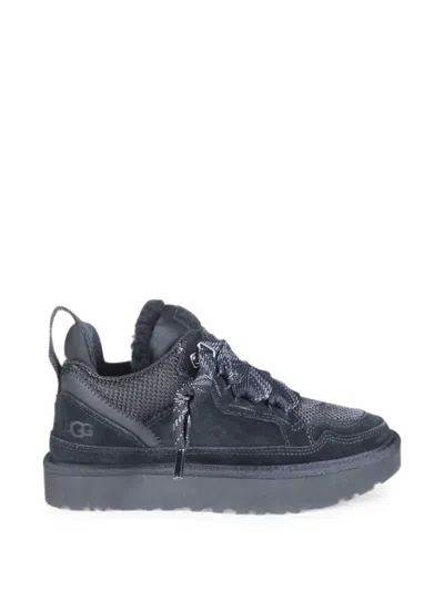 Ugg Lowmel Suede Fur-lined Low-top Sneakers In Black