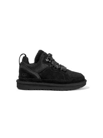 Ugg Kids' Lowmel Suede Sneakers In Black/black