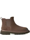 Ugg Chunky Sole Round Toe Boots With Pull Tab In Brown