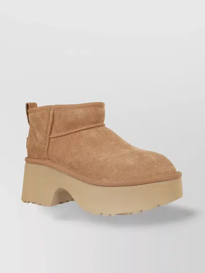 UGG LUG SOLE PLATFORM BOOTS WITH STITCH DETAILING