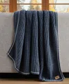 Ugg Luna Cotton Waffled Knit Throw Blanket, 50" X 70" In Blue