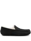Ugg Ascot 1101110-blk Moccasin Mens Us 7 Black Suede Wool Slip On Slipper Dwa626 In Brown