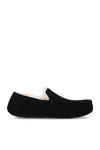 Ugg Ascot 1101110-blk Moccasin Mens Us 7 Black Suede Wool Slip On Slipper Dwa626 In Black