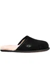 Ugg Black Wool Slip-on Slippers With Cream Lining In Black
