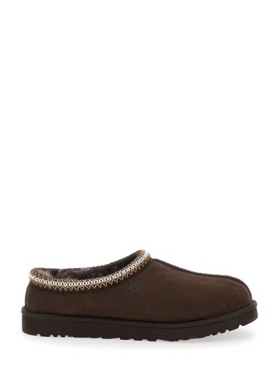 UGG 'TASMAN' BROWN MULES WITH EMBOSSED LOGO IN SUEDE MAN