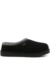 Ugg Mens Black Tasman Ii Shearling-lined Suede Slippers Eur 41 / 7 Uk In Black