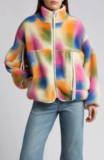 Ugg Marlene Textured Fleece Zip-up Jacket In Rainbow Blur Multi