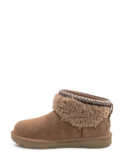 Ugg Maxicurly Suede Mini Boots In Brown