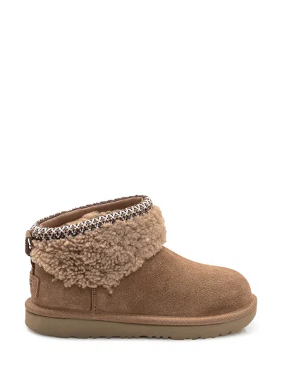 Ugg Maxicurly Suede Mini Boots In Animal Print