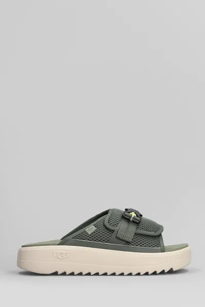 Ugg Maxxer Slide 2.0 Flats In Green Fabric