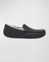 Ugg Ascot 1101110-blk Moccasin Mens Us 7 Black Suede Wool Slip On Slipper Dwa626