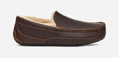 Ugg ® Men's Ascot Matte Leather Slippers In Brown/