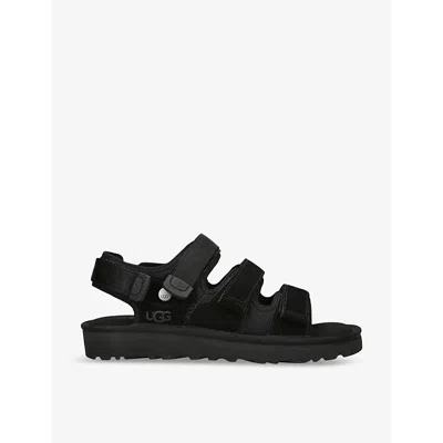UGG MENS BLACK GOLDENCOAST MULTISTRAP SUEDE SLIDERS EUR 46 / 12 UK