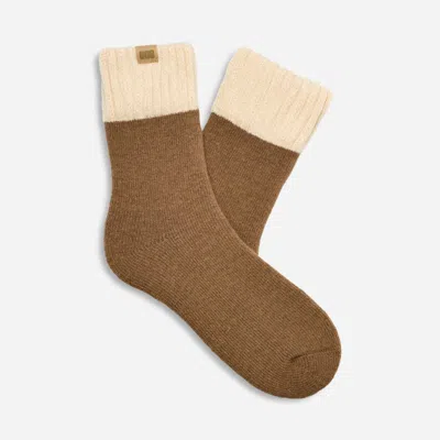 UGG ® MEN'S CAMDYN COZY SOCK POLYESTER BLEND IN CHESTNUT/CREAM